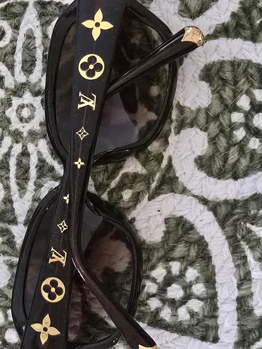 Louis Vuitton Vintage Wide Sunglasses With Glitter Detail